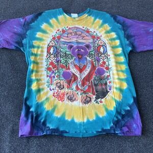 Vintage Grateful Dead Shirt Mens Extra Large Tie Dye Liquid Blue Bear 90s Band